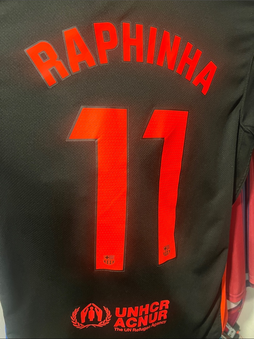 Nike Black Men's Soccer Jersey Raphinha #11 with Red Print